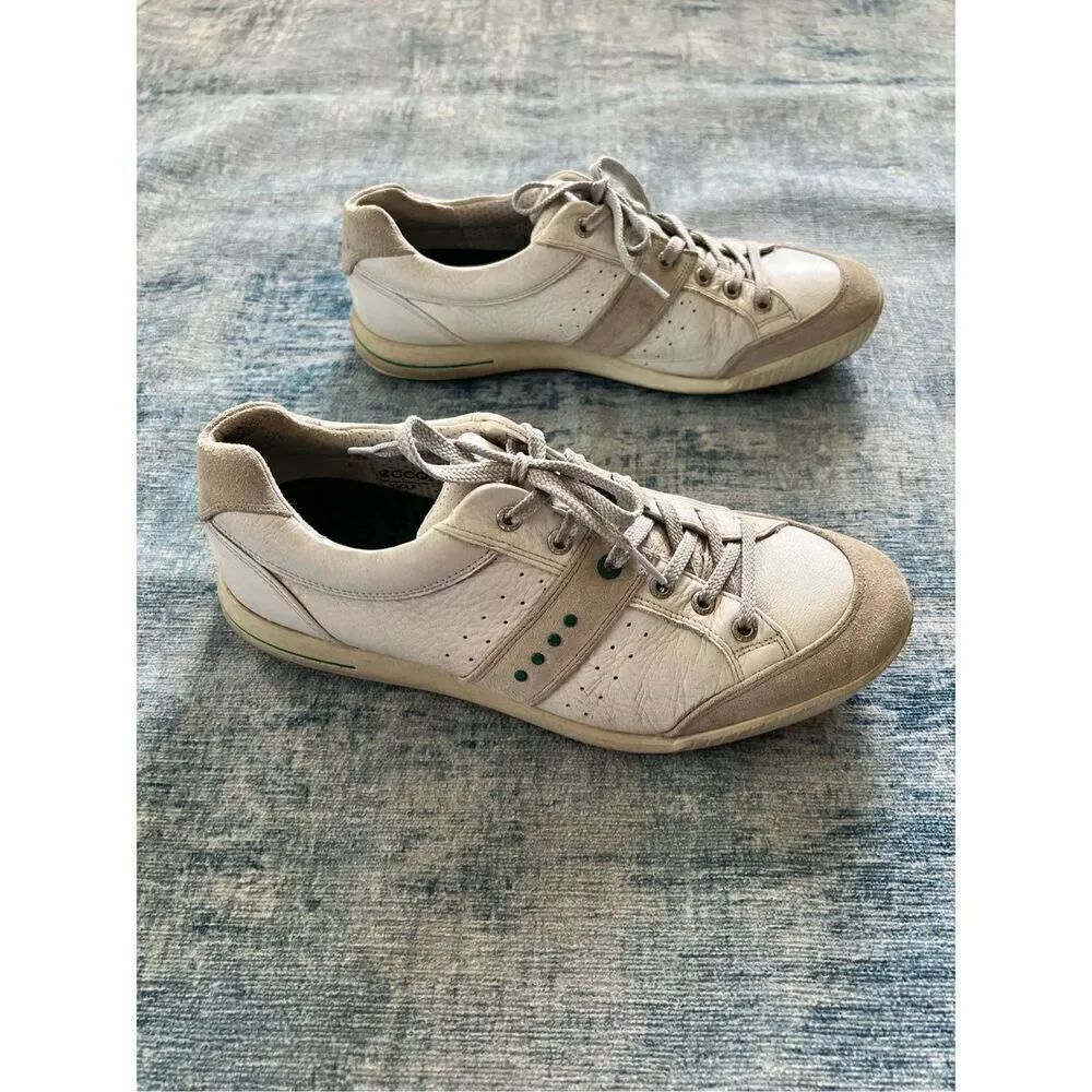 Ecco White Beige Green Street Premiere Golf Shoes Men's US 10